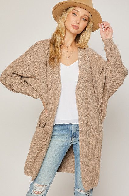 OPEN FRONT BATWING SLEEVE CARDIGAN