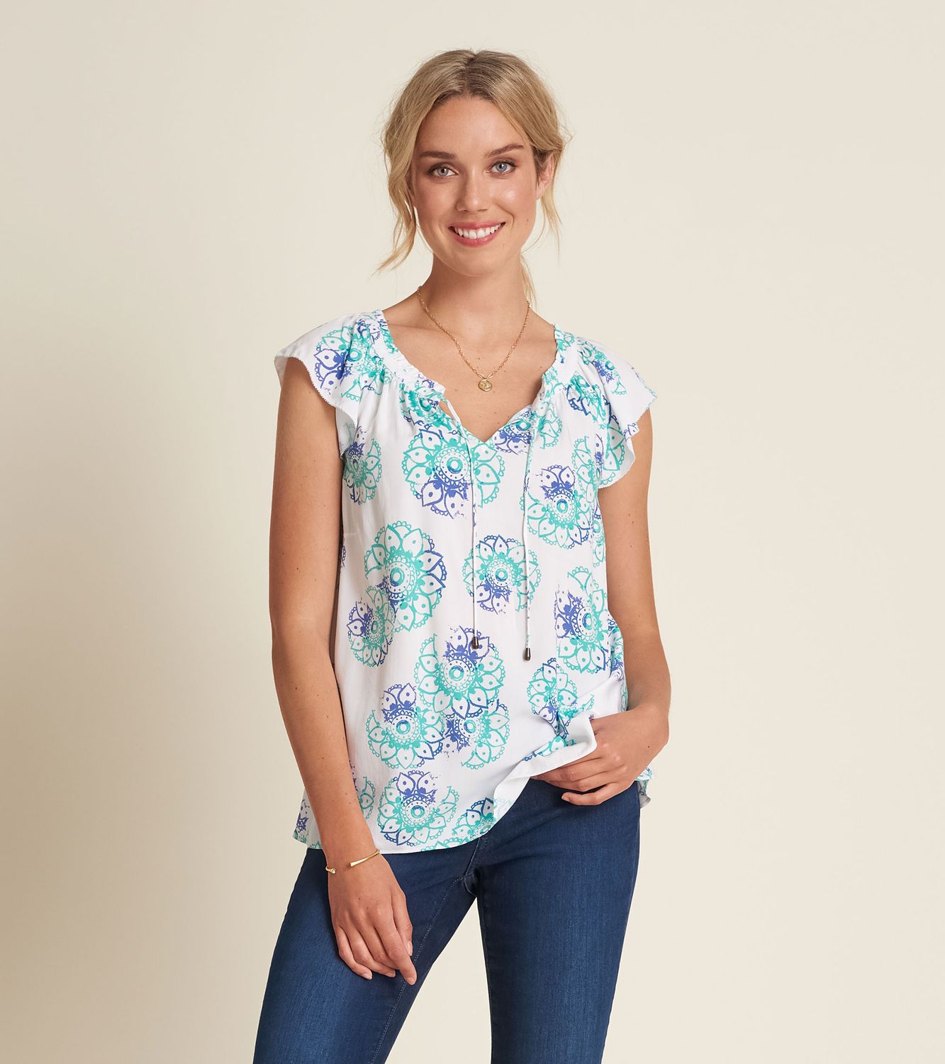 Flutter Sleeve Blouse Mandala, Size: S