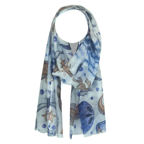 Seashell Scarf, Color: Blue