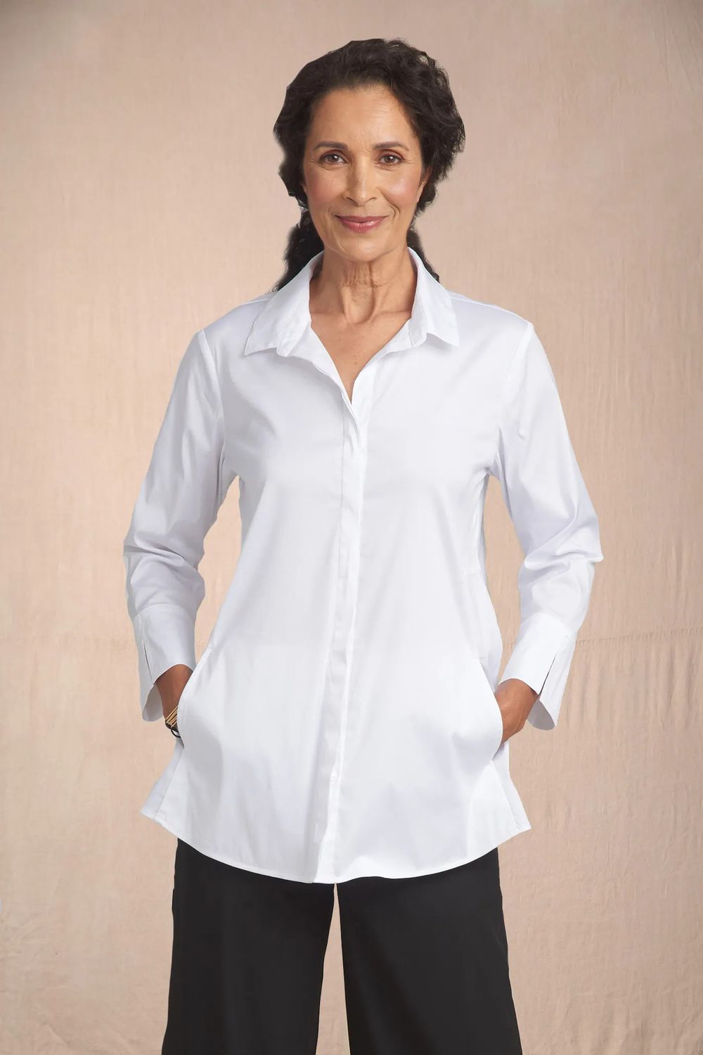 White Hidden Pocket Shirt, Size: XS