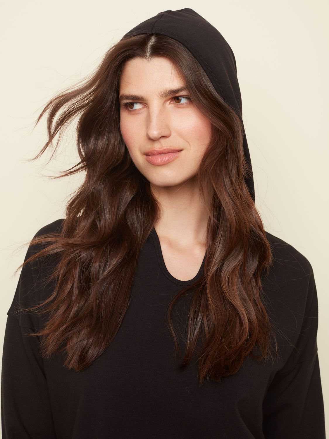 Long Sleeve Kangaroo Hoodie, Color: Black, Size: XS