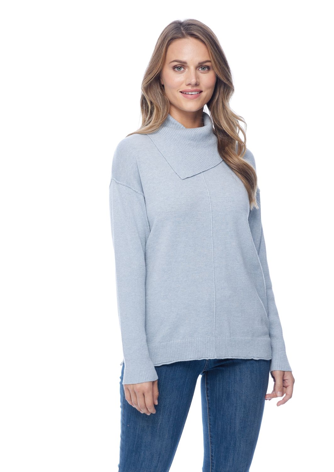 Envelope Neck Pullover, Color: Indigo Heather, Size: XS