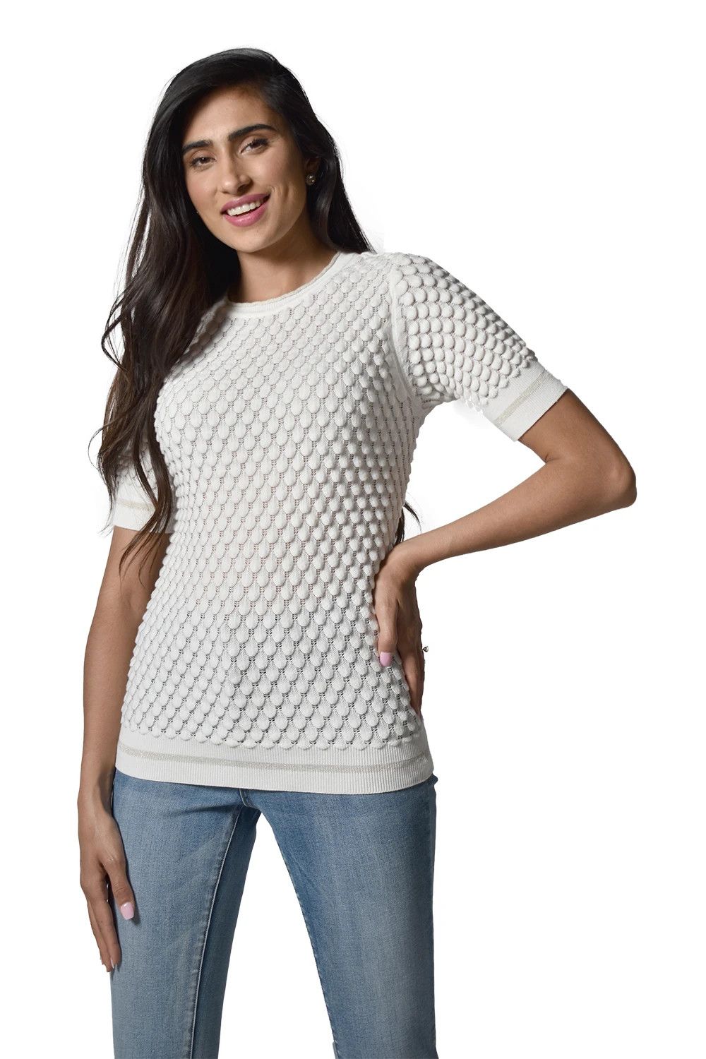 Offwhite/Gold Knit Top 226170U