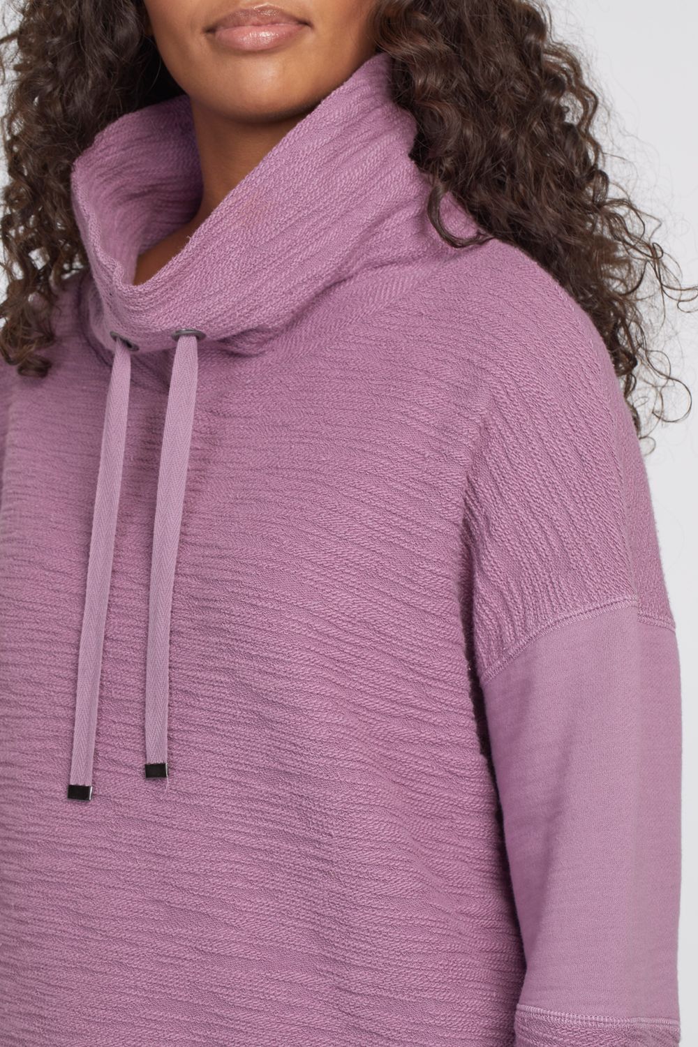 L/S Cowl Neck Top With Drawcord