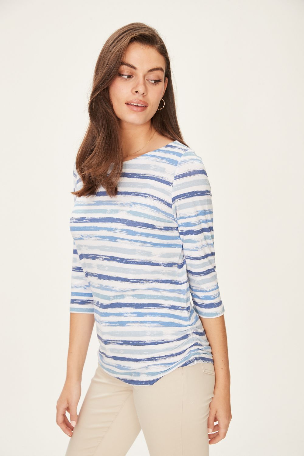 Printed Top 1082173, Color: Blue Stripe, Size: XS