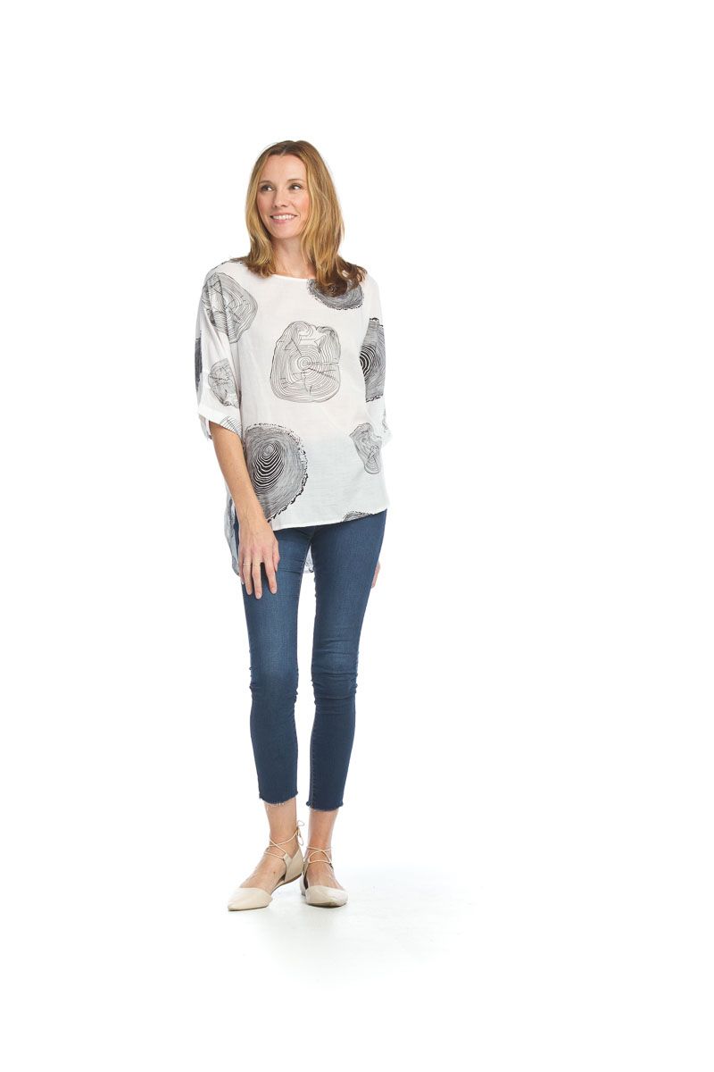 Wood Print Cotton Blend Blouse PT12096