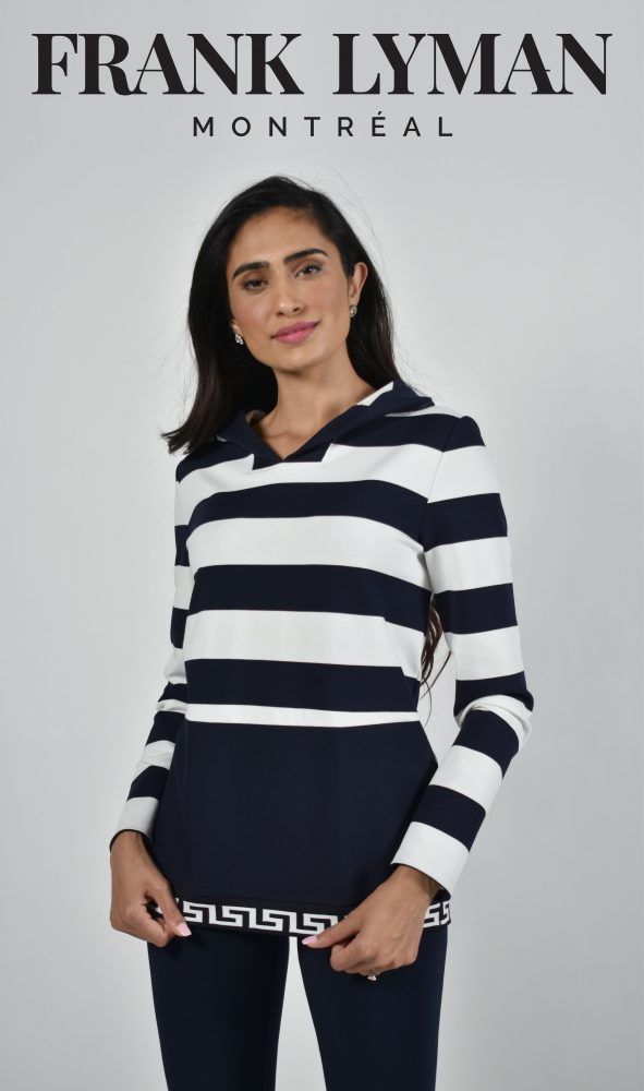Navy/Off White Knit Top 226598