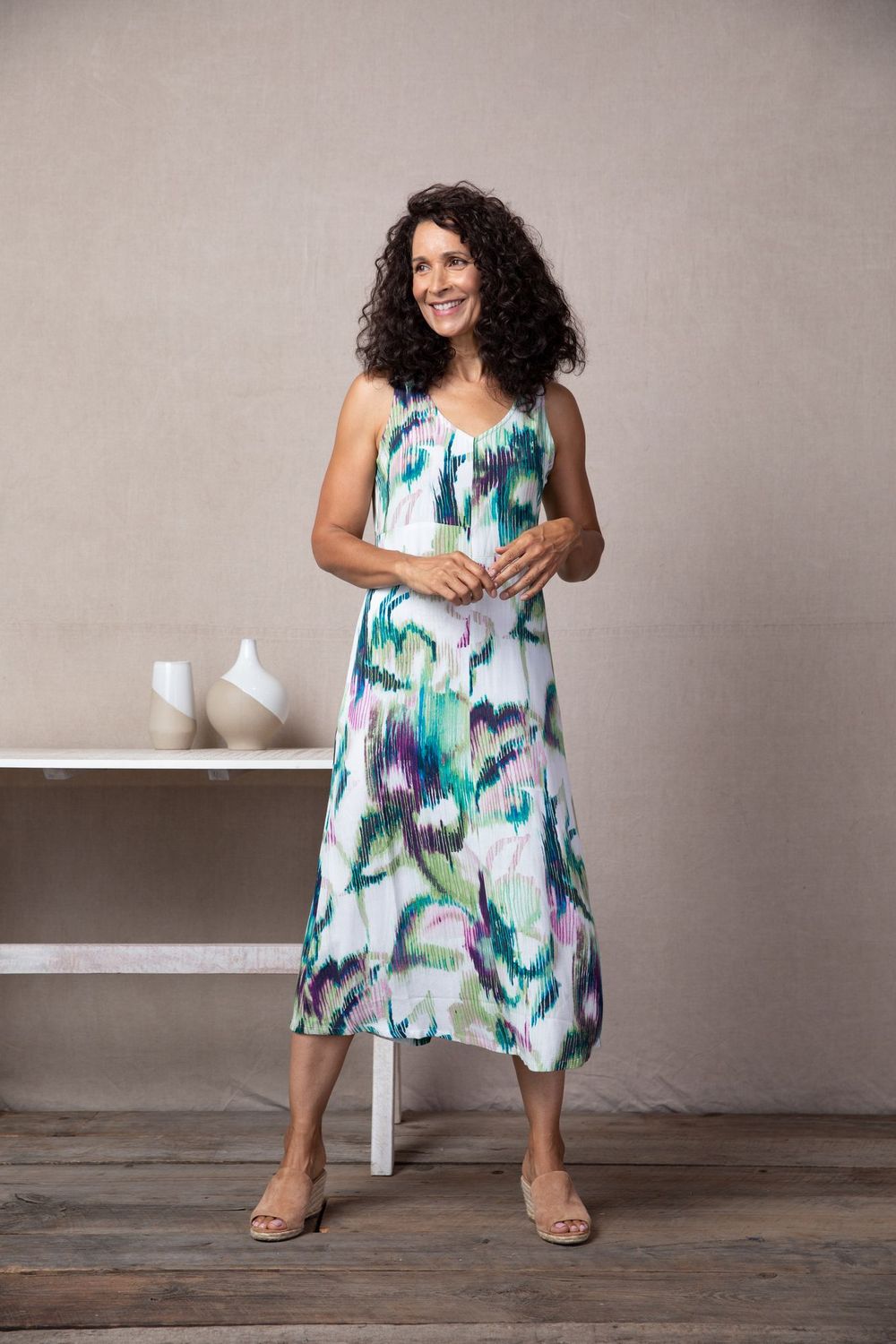 Floral Rain V Neck Dress 34380