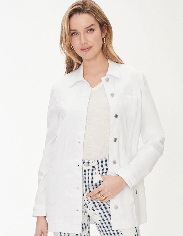 Long Denim Jacket White 1825511, Color: White, Size: XS