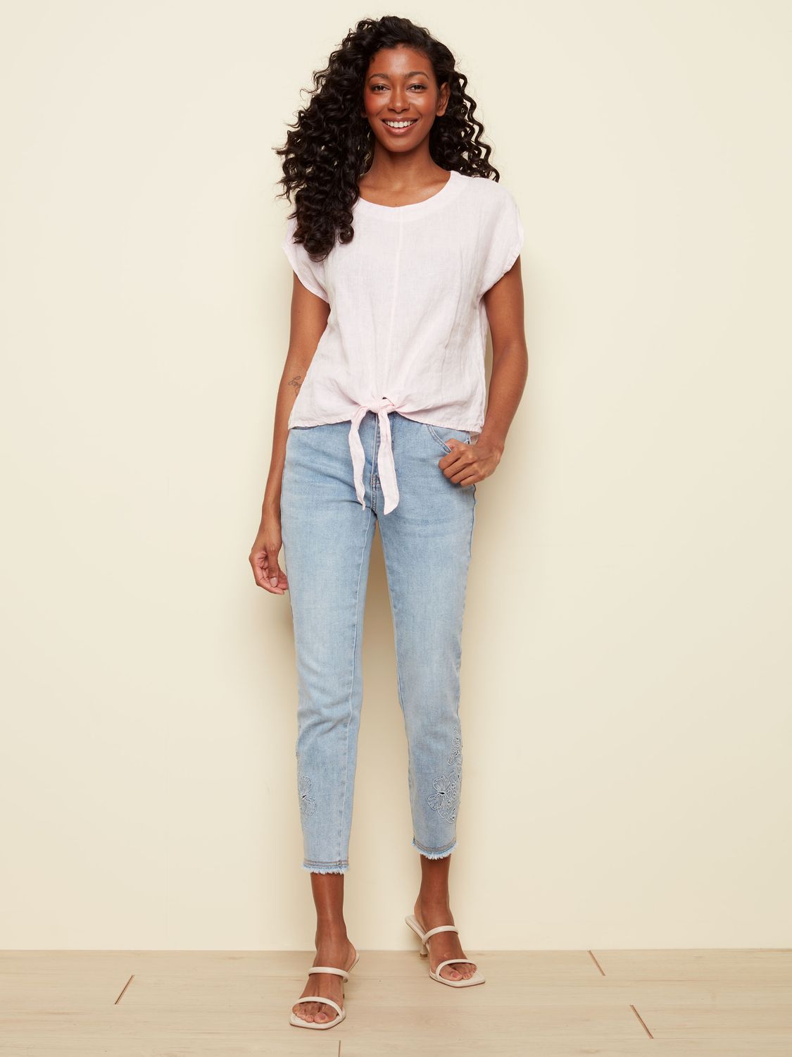 Cap Sleeve Front Tie Blouse