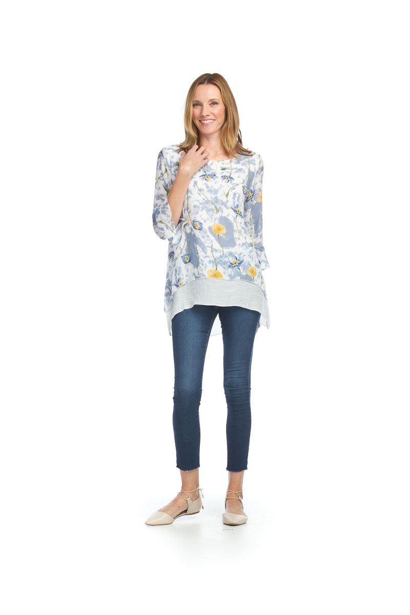 Watercolor Floral Layered Blouse
