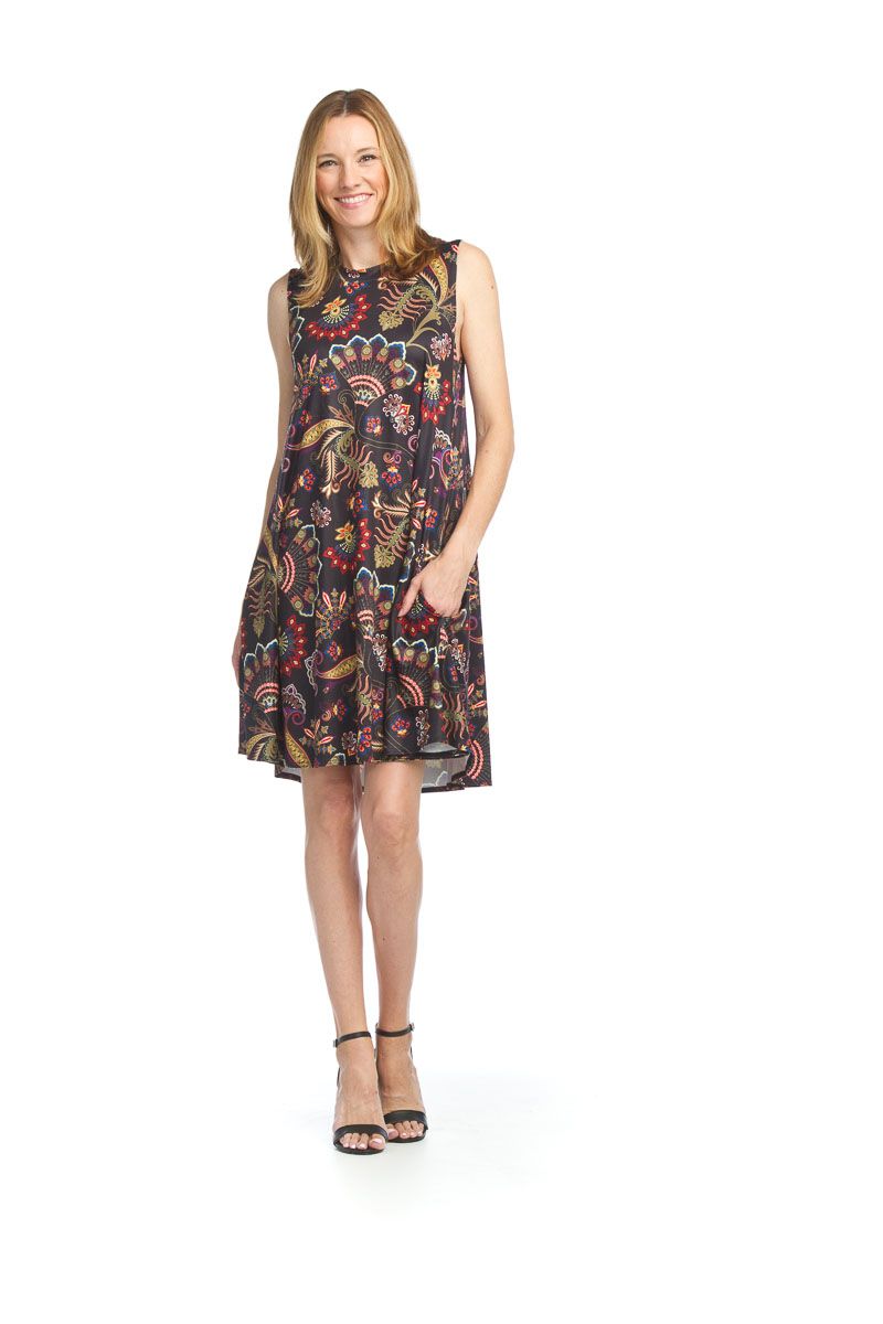 Paisley A Line Dress With Pockets