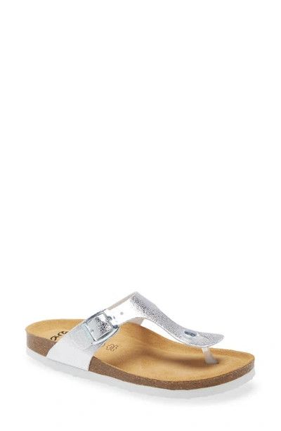 Fran Silver Metallic Thong Sandal, Size: 35
