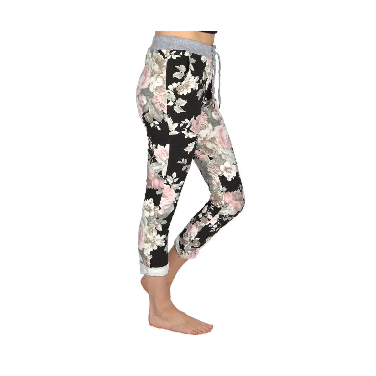 Black &amp; Pink Floral Jogger