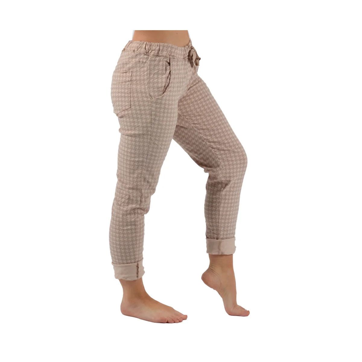 Pink Houndstooth Print Jogger