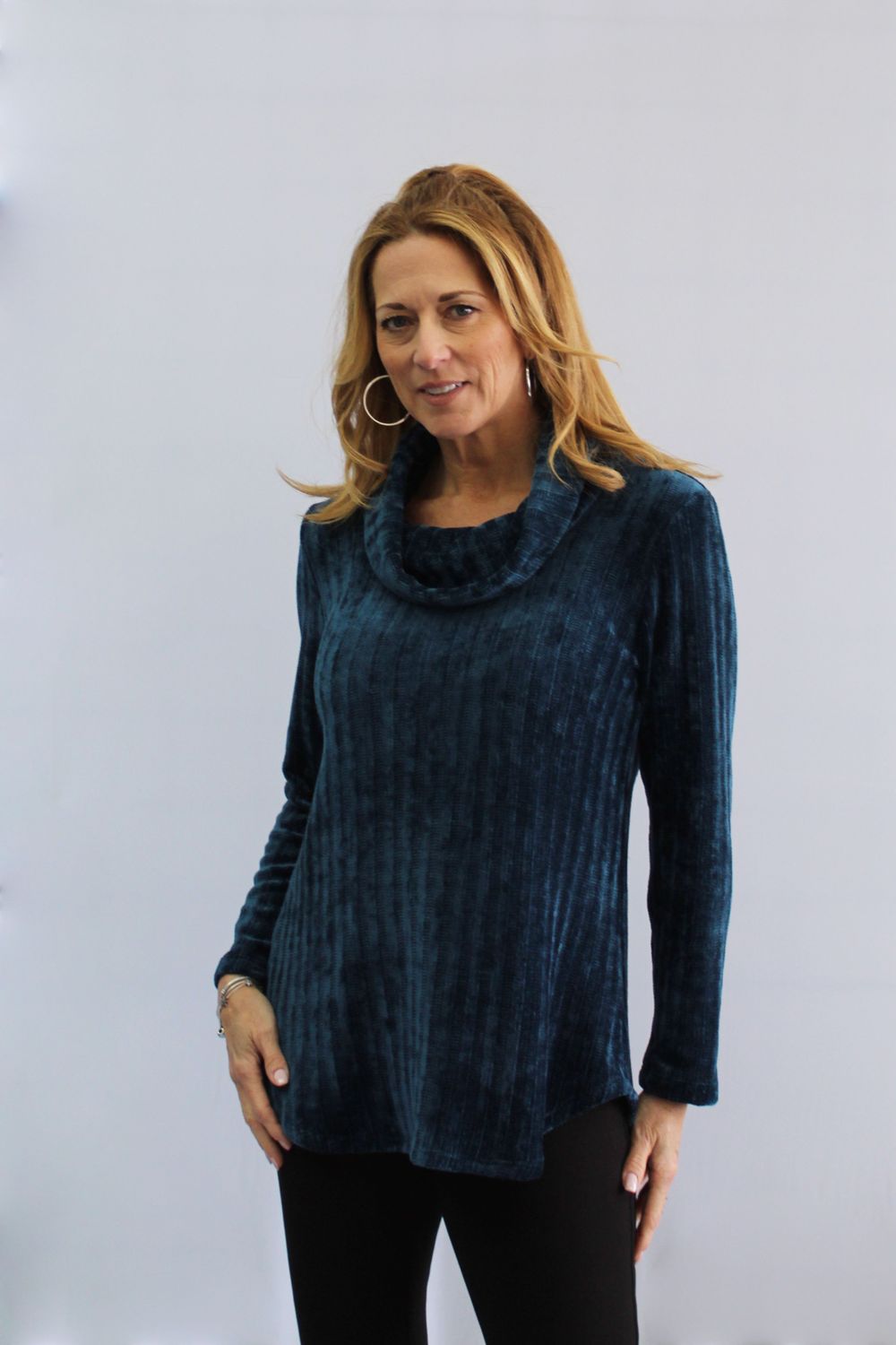 Teal Cowl Neck Top 