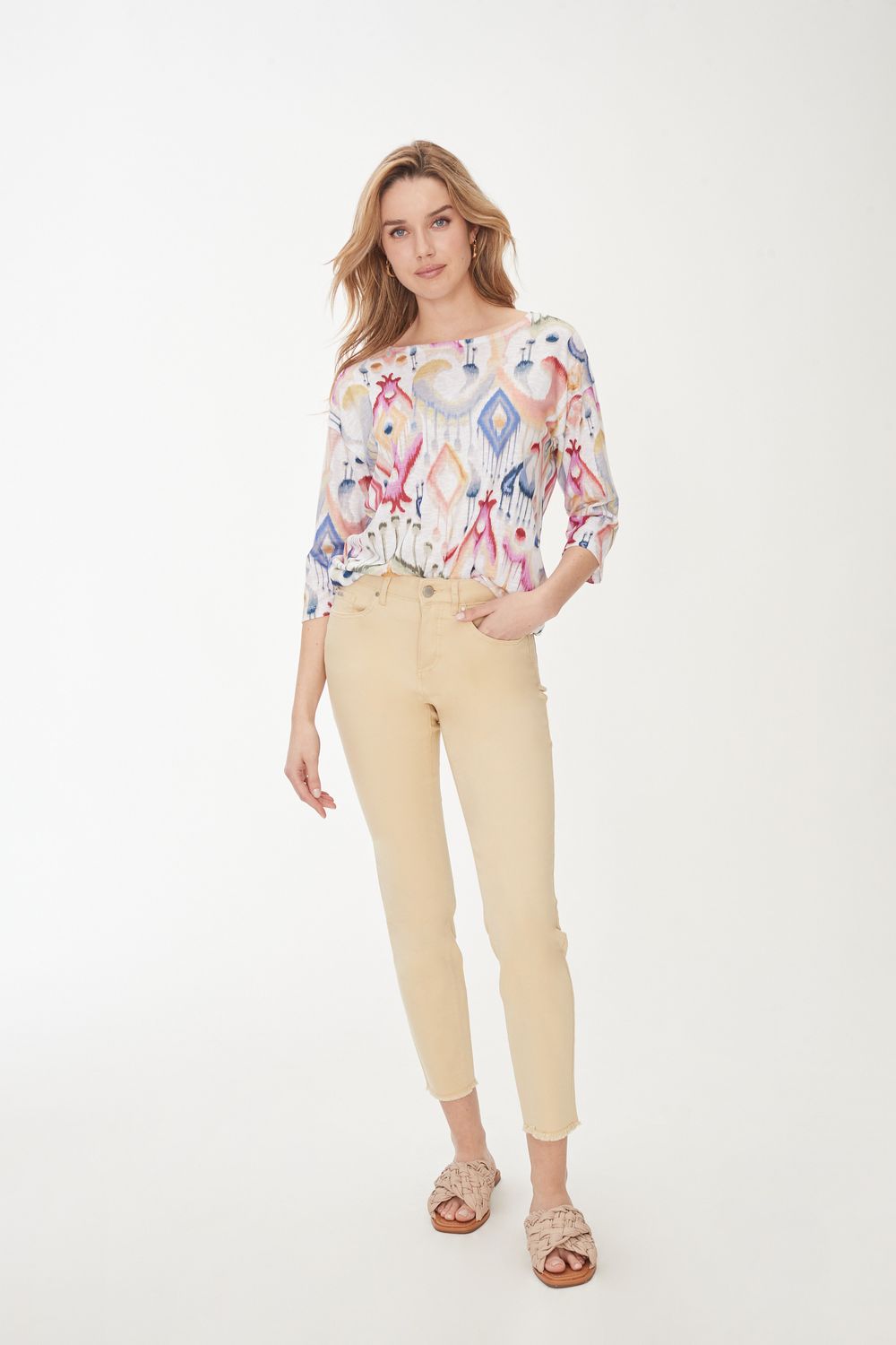 Drop Shoulder Top 1857451, Color: Rainbow, Size: S