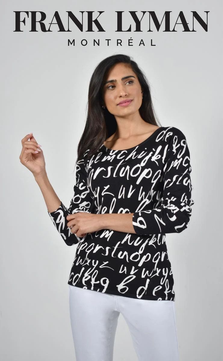 Black/Off White Knit Top 226105U