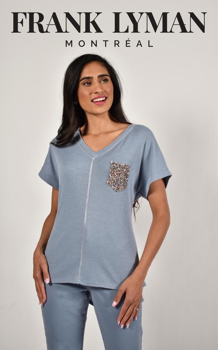Blue Knit Top 226453