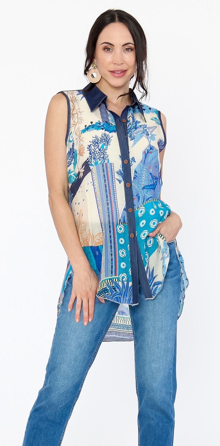 Sleeveless Top Denim Multi 221108