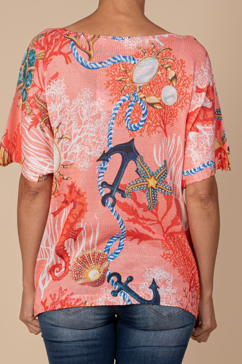 V Neck Ocean Print Sweater 26214