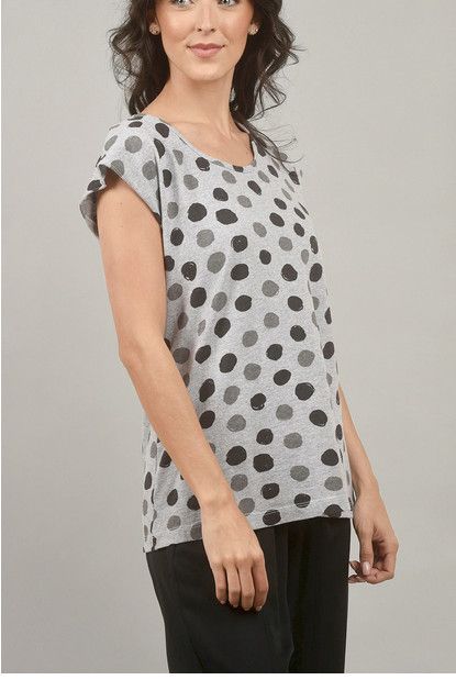 Cap Sleeve Dot Tee, Gray