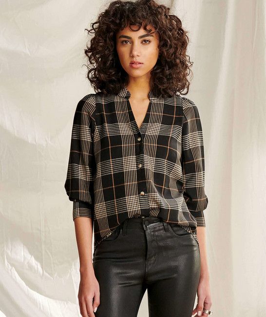 Olivia Blouse - Black Check Plaid F22BBL1599