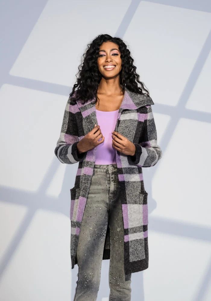 Lavender Angora Check Sweatercoat  A40118