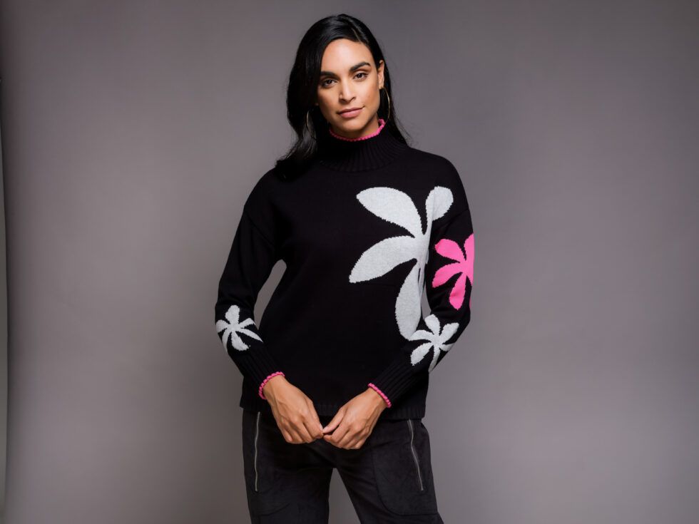 Black Floral Sweater EW29006