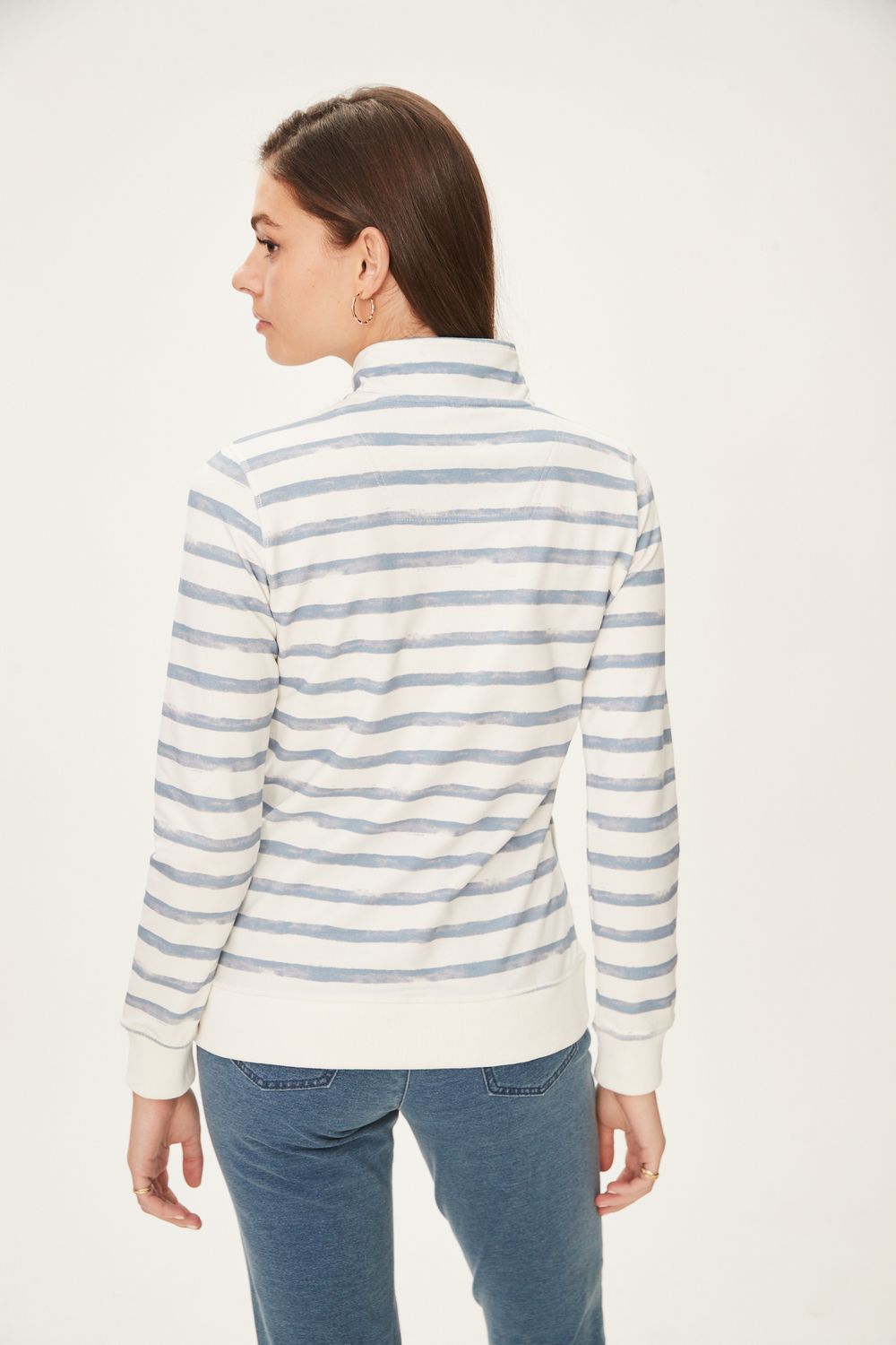 Striped 1/2 Zip Top With Pockets