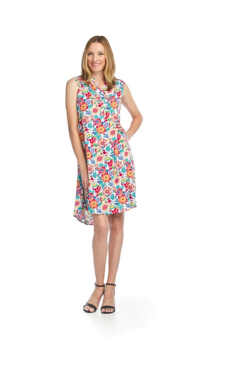 Floral Henley Dress With Pocket