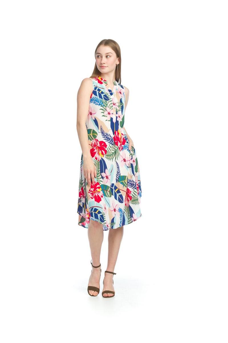 Floral Henley Dress With Pocket PD12611