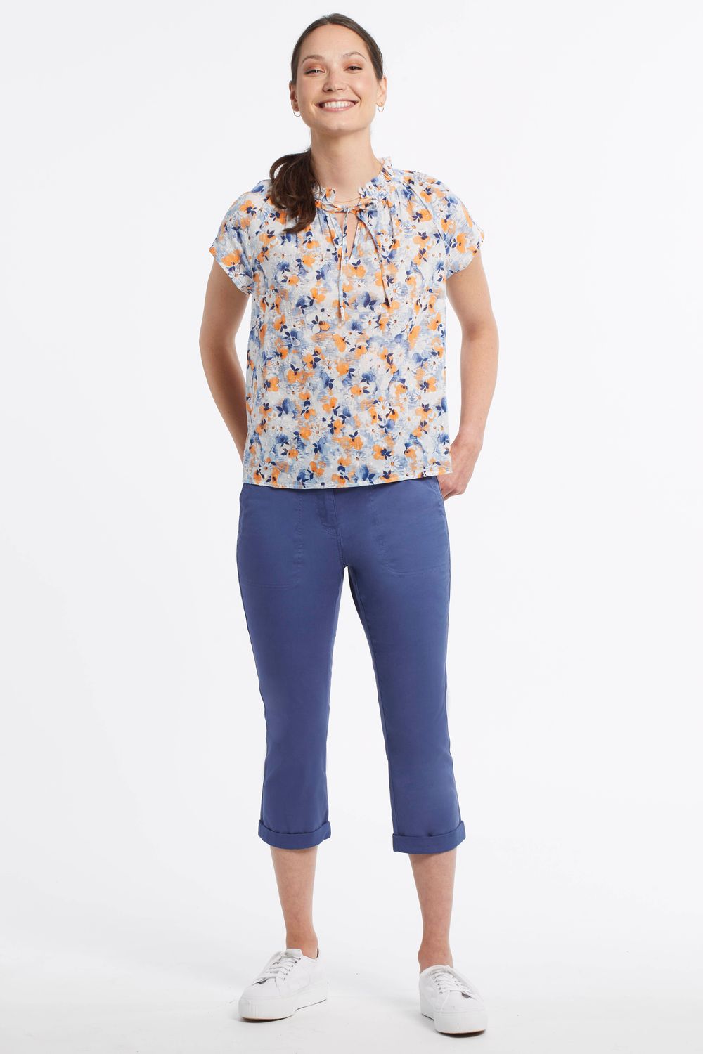 Cotton  Capri With Rolled Hem 4810O