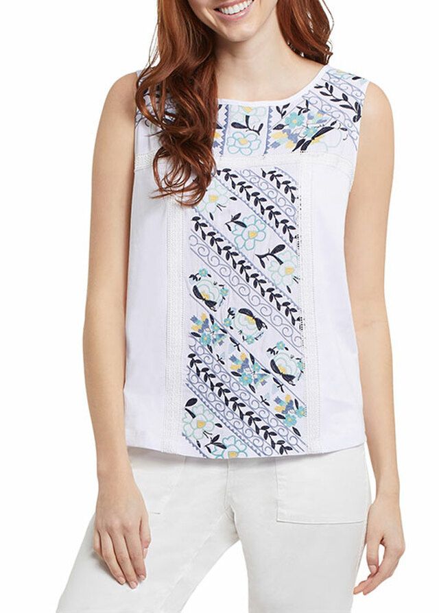Sleeveless Top With Embroidery 7466O