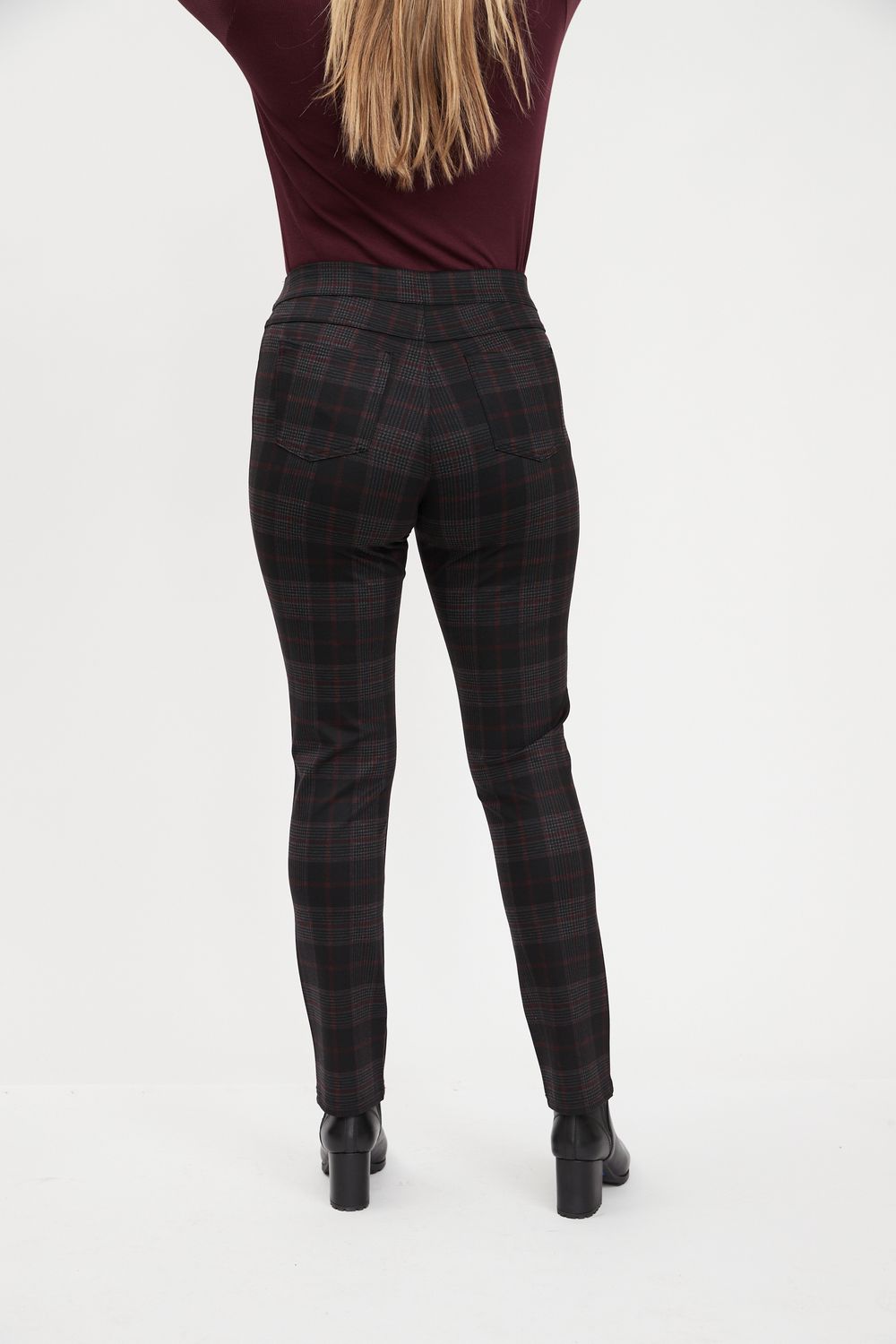 Pull On Slim Leg 2785459, Color: Merlot Plaid, Size: 4
