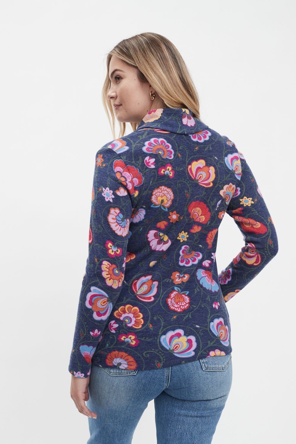 Cowl Neck Long Sleeve Top 1561742