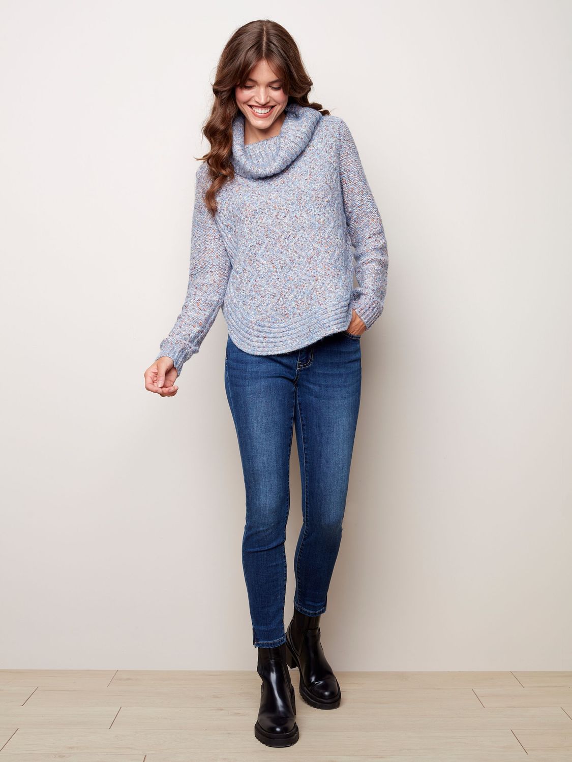 Cowl Neck Round Hem Sweater ZigZag Stitch 2316