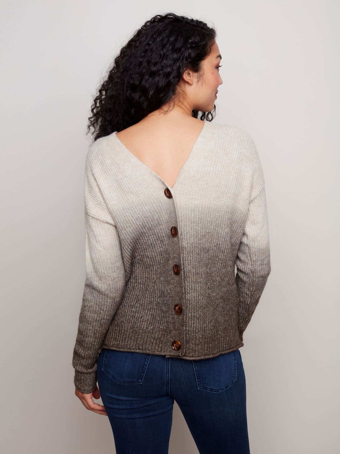 Reversible Ombre Cardigan With Buttons 2452