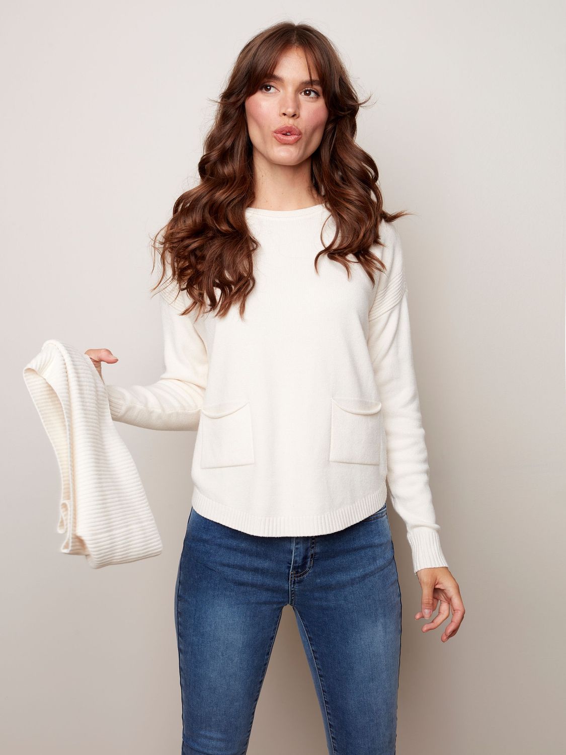 Sweater With Detachable Scarf 2420