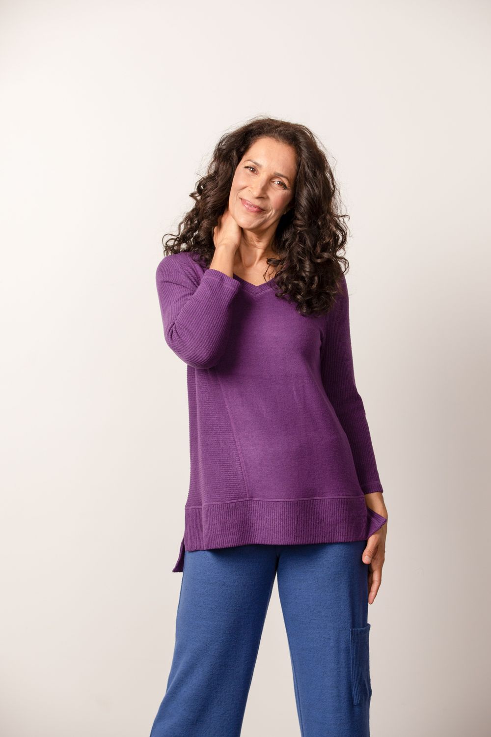V Neck Fleece Top 35827