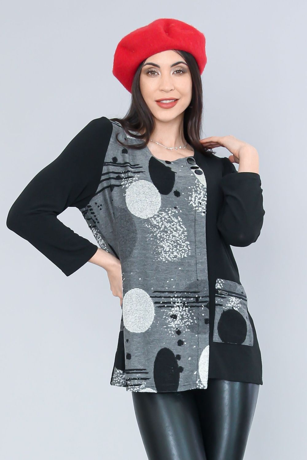 Black &amp; Grey Knit Top 223907