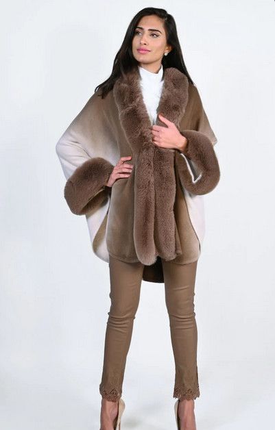 Brown/Beige Knit Cape 223445