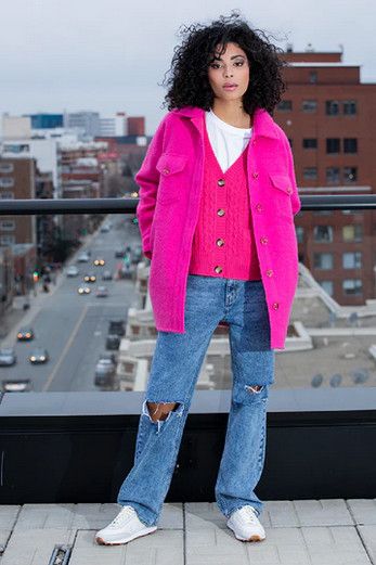 Woven Coat - Flash Pink 