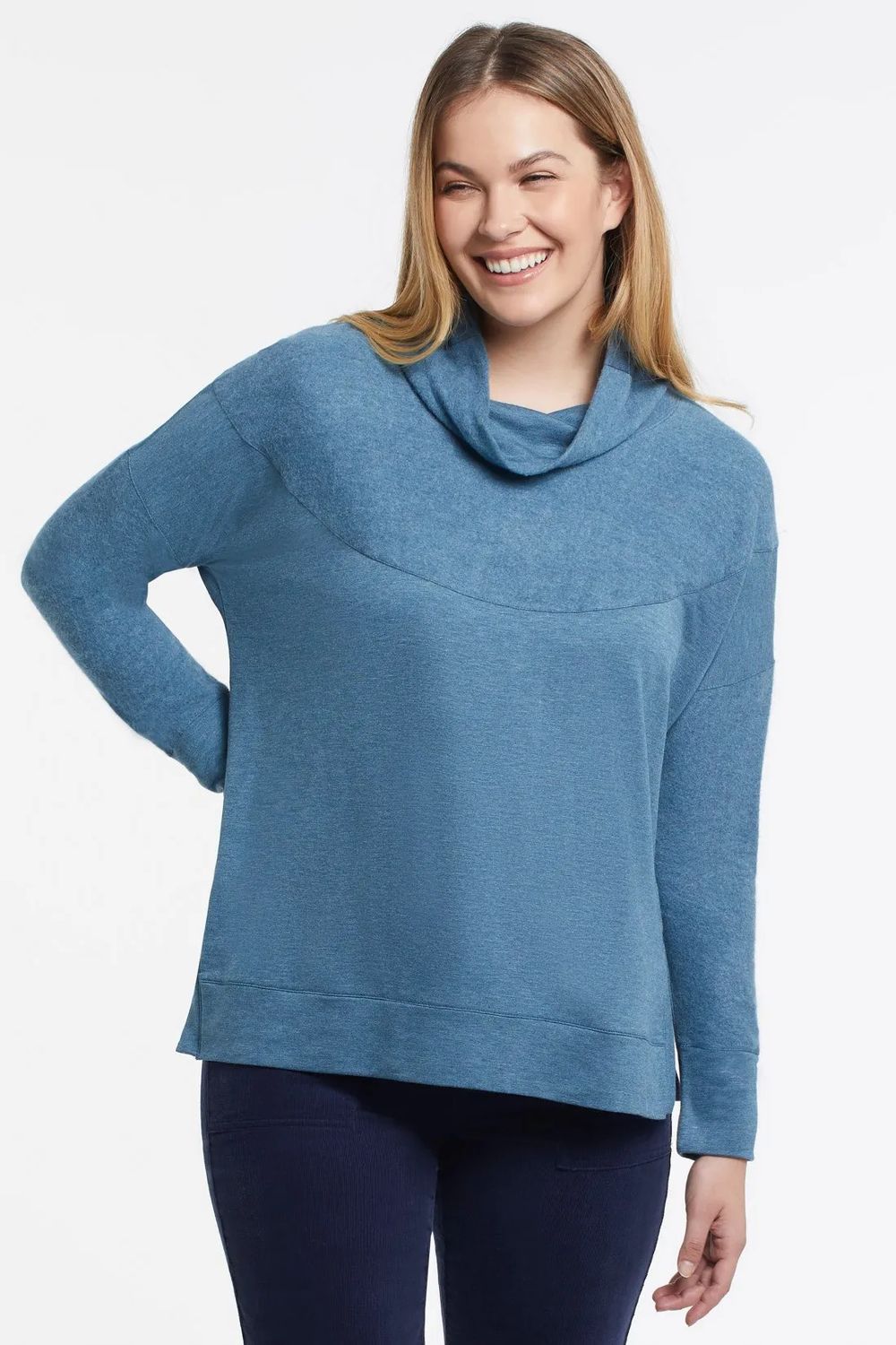 Funnel Neck Drop Shoulder Sweater  4760O