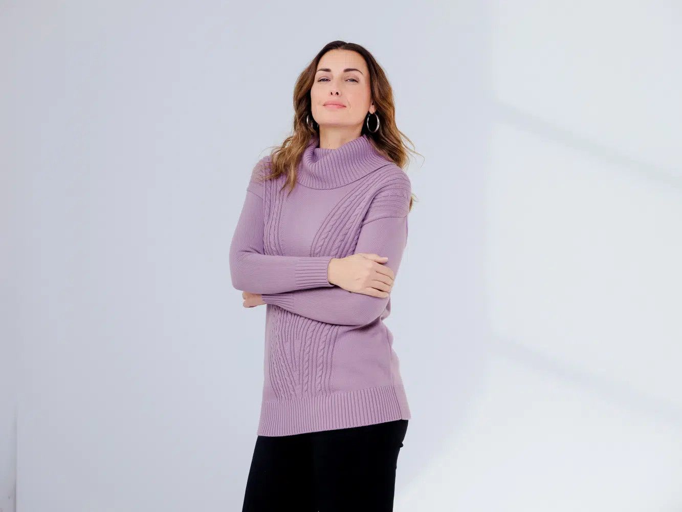 Cableknit Sweater A40128 (2 Colors), Color: Denim, Size: XS