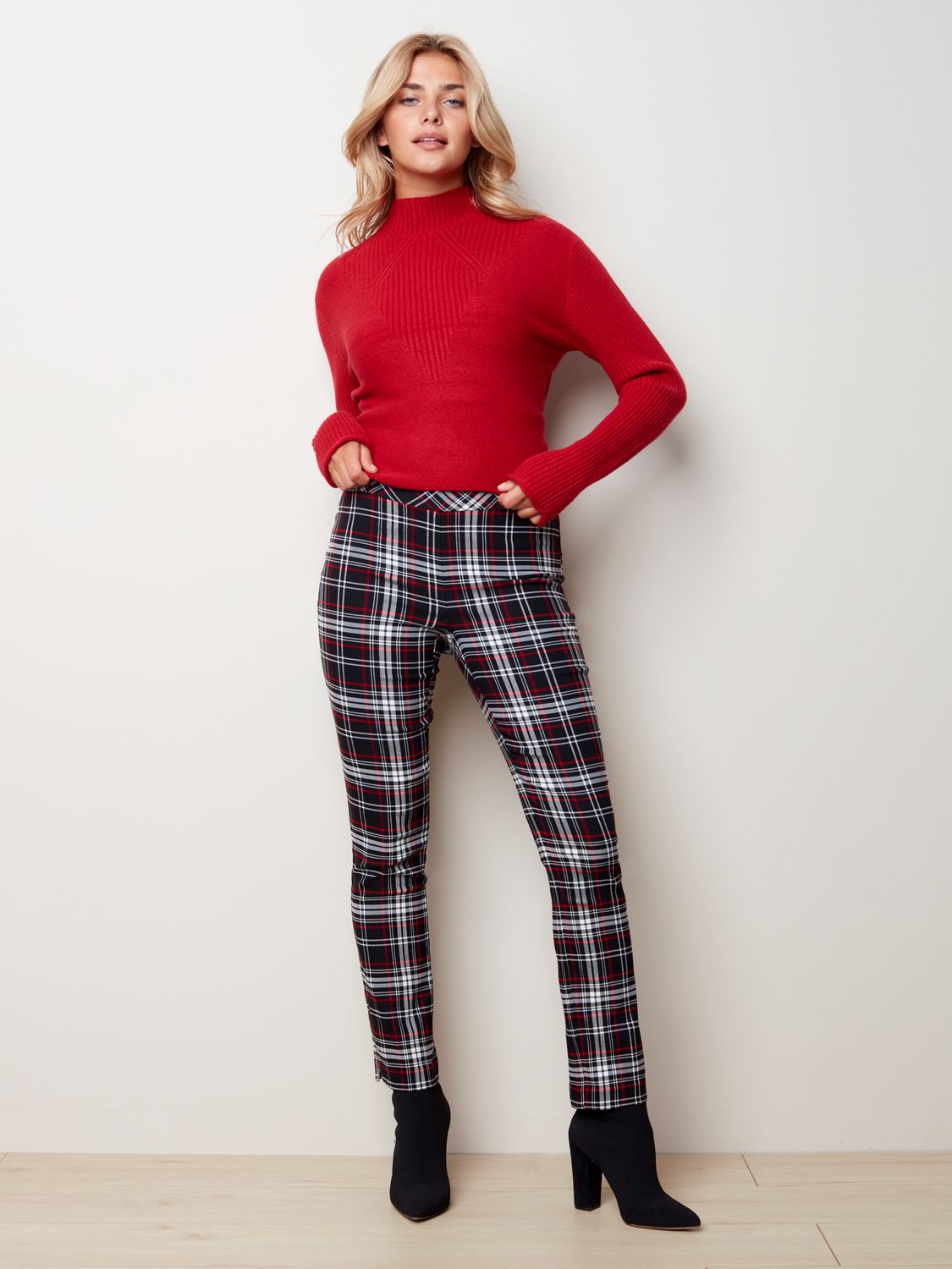 Pull On Jacquard Plaid Trouser 5292