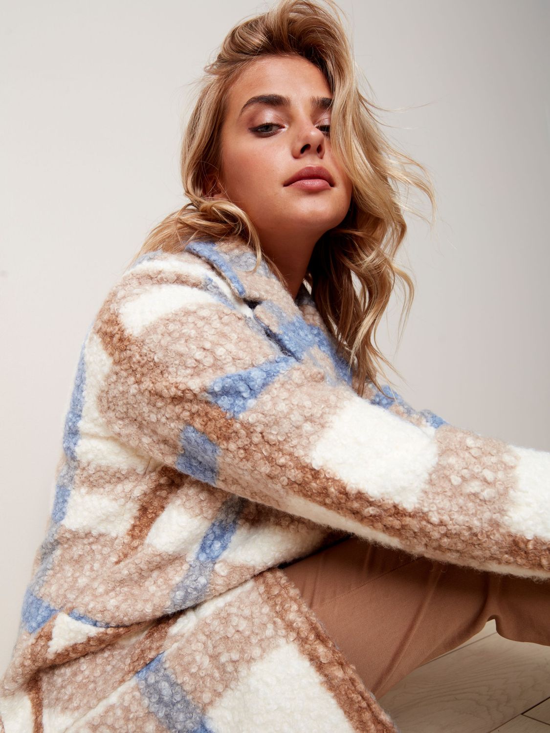 Boucle Knit Tailored Collar Coat 6141