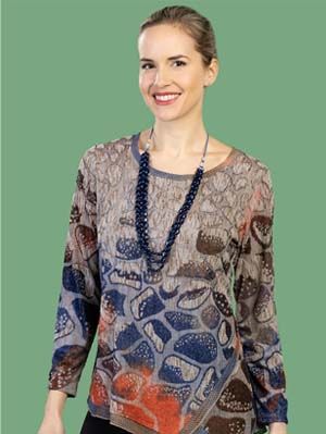 Printed Tunic With Mesh V9896