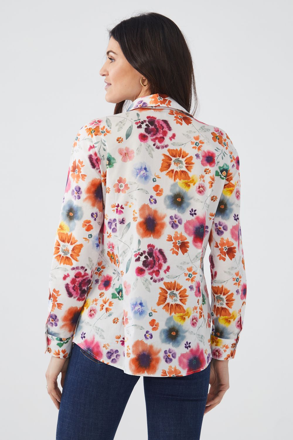 Printed Longo Sleeve Poplin Top 7702623