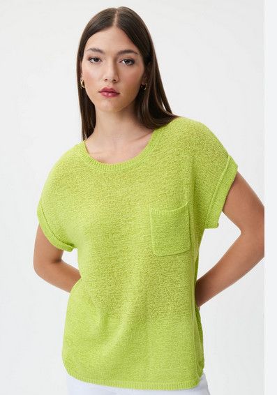Exotic Lime Knit Top Style 232927